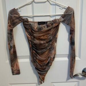PrettyLittleThing Multicolor Long Sleeve Bodysuit, Size 0.